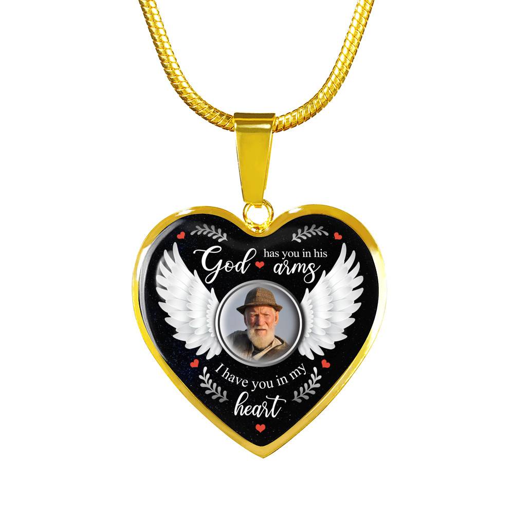 Personalized Photo God Has You In His Arms I Have You In My Heart Memorial Luxury Heart Pendant Necklace Personalized Photo God Has You In His Arms I Have You In My Heart Memorial Luxury Heart Pendant Necklace