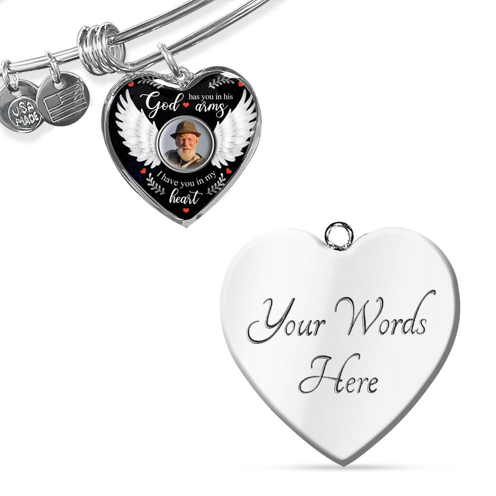 Personalized Photo God Has You In His Arms I Have You In My Heart Memorial Luxury Heart Pendant Necklace Personalized Photo God Has You In His Arms I Have You In My Heart Memorial Luxury Heart Pendant Necklace