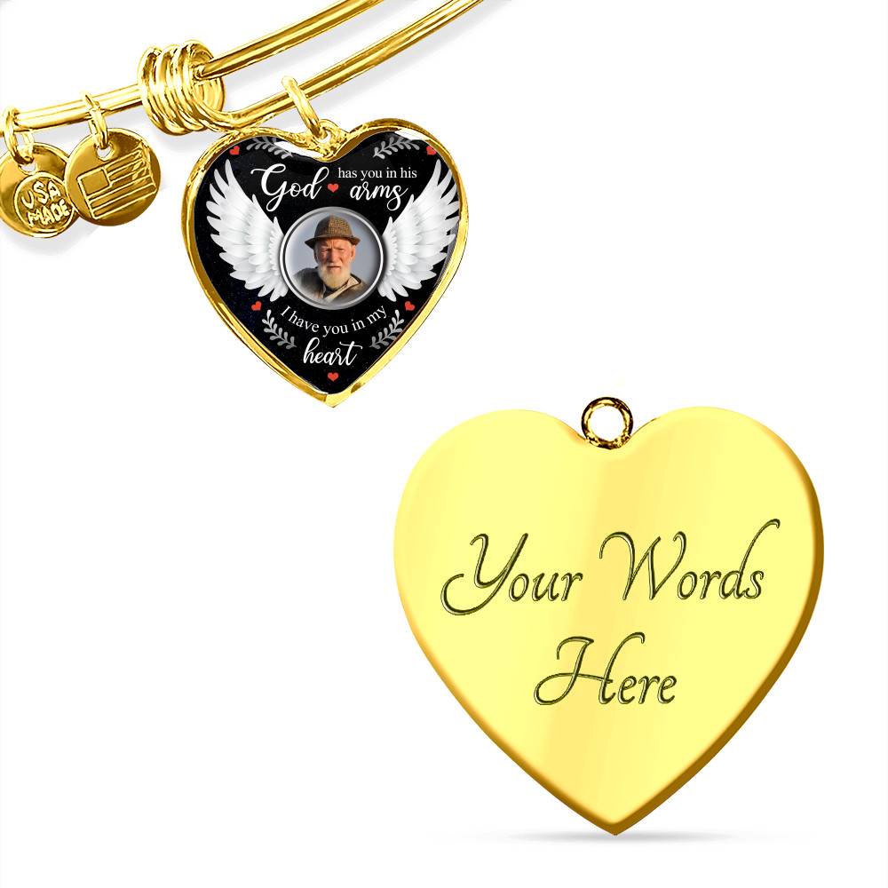 Personalized Photo God Has You In His Arms I Have You In My Heart Memorial Luxury Heart Pendant Necklace Personalized Photo God Has You In His Arms I Have You In My Heart Memorial Luxury Heart Pendant Necklace