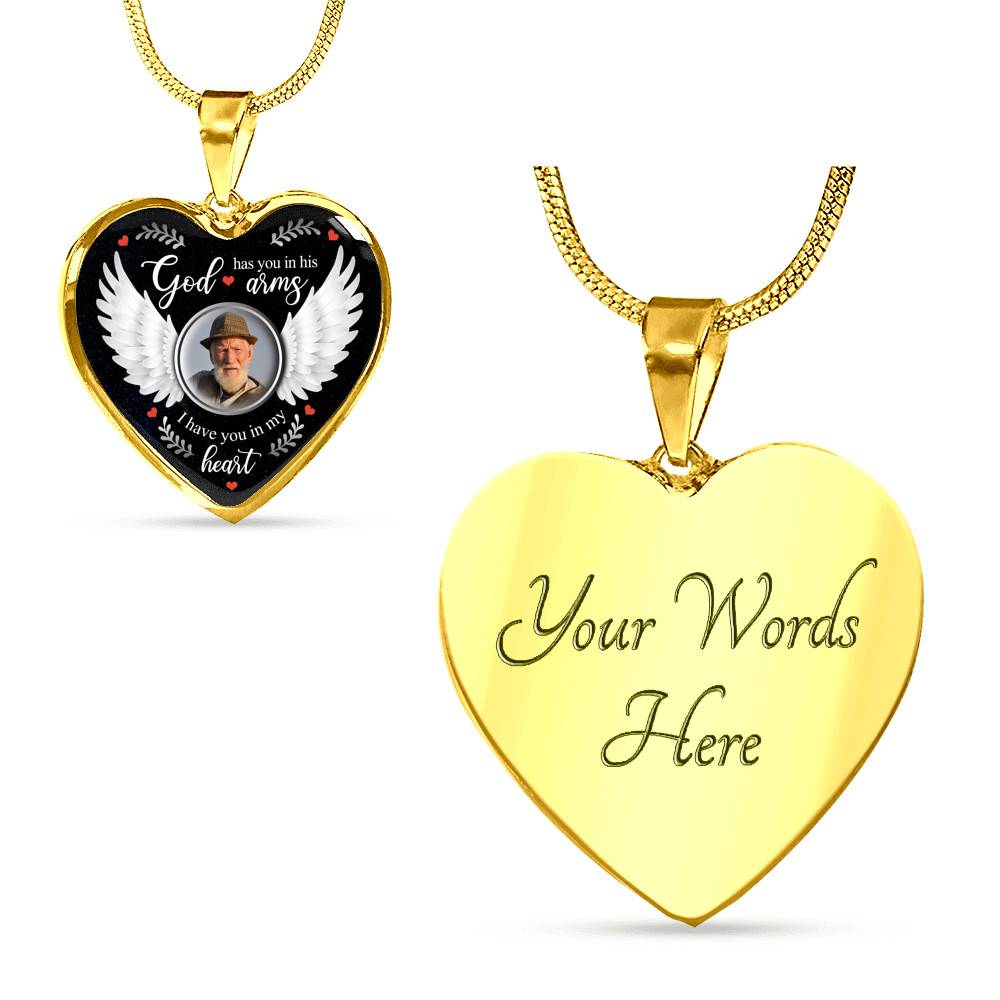 Personalized Photo God Has You In His Arms I Have You In My Heart Memorial Luxury Heart Pendant Necklace Personalized Photo God Has You In His Arms I Have You In My Heart Memorial Luxury Heart Pendant Necklace