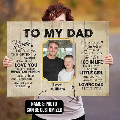 Alternative view of Personalized Photo Dad I Don't Tell You This Often Enough But I Really Love You Framed Canvas - Unframed Poster