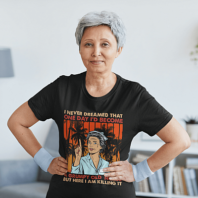 Alternative view of I Never Dreamed That One Day I'd Become a Grumpy Old Nurse But Here I Am Killing It Retro T-Shirt
