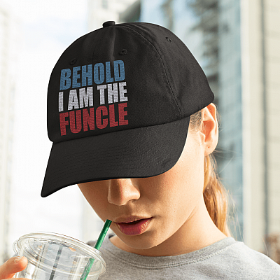 Alternative view of Behold I Am the Funcle Twill Cap - High-Profile Snapback Hat - Trucker Hat