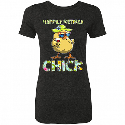 Happily Retired Ladies Tshirt, Vintage Black, Premium Ladies T-Shirt
