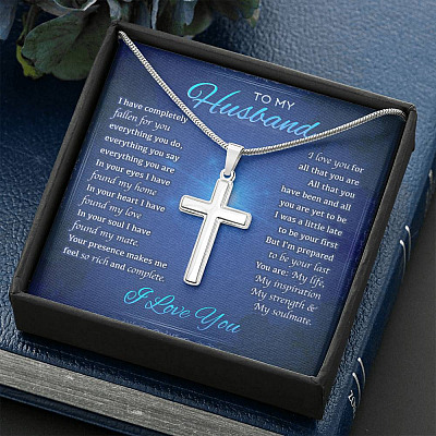 From Wife To My Husband I Have Completely Fallen For You Everything You Do Artisan Crafted Cross Necklace