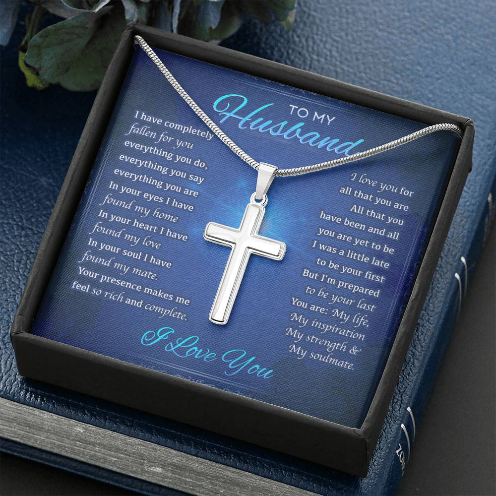 From Wife To My Husband I Have Completely Fallen For You Everything You Do Artisan Crafted Cross Necklace