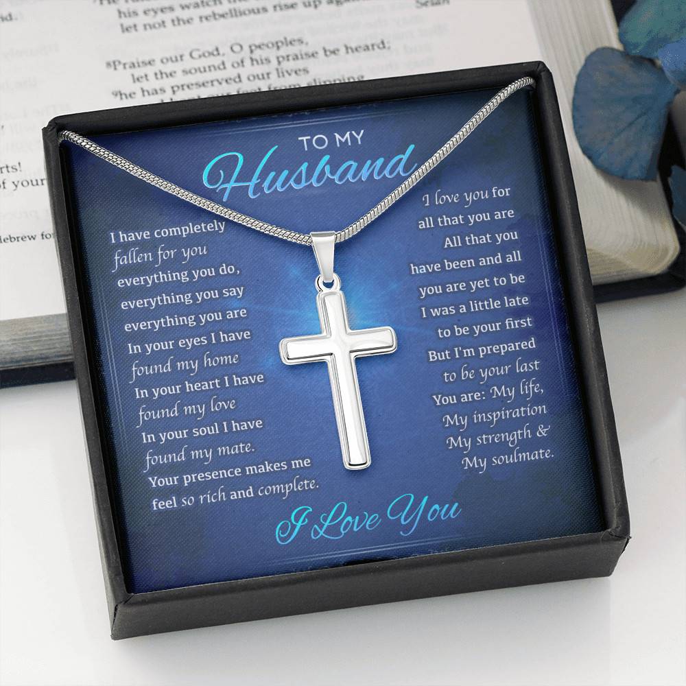 From Wife To My Husband I Have Completely Fallen For You Everything You Do Artisan Crafted Cross Necklace