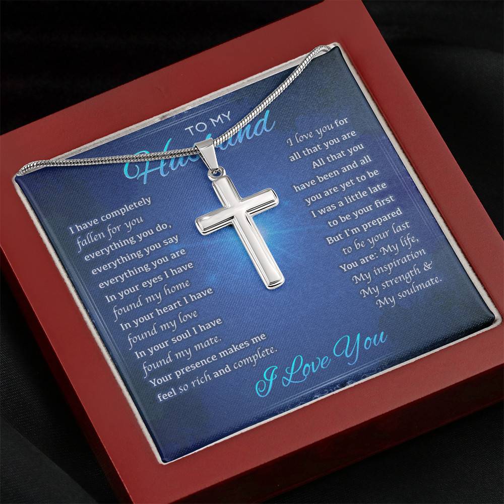 From Wife To My Husband I Have Completely Fallen For You Everything You Do Artisan Crafted Cross Necklace