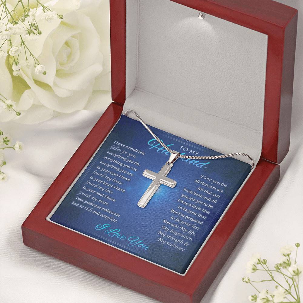 From Wife To My Husband I Have Completely Fallen For You Everything You Do Artisan Crafted Cross Necklace