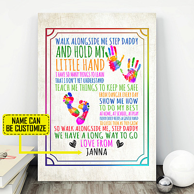 Alternative view of Personalized Walk Alongside Me Step Daddy Wrapped Framed Canvas Prints - Unframed Poster - Step Father Gifts