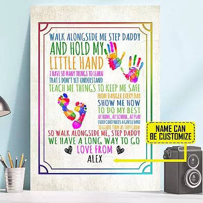 Personalized Walk Alongside Me Step Daddy Wrapped Framed Canvas Prints - Unframed Poster - Step Father Gifts
