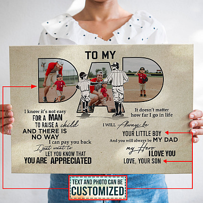 Alternative view of Personalized Photo To My Baseball Dad To Raise A Child Baseball Father's Day Gift Customized Canvas Poster