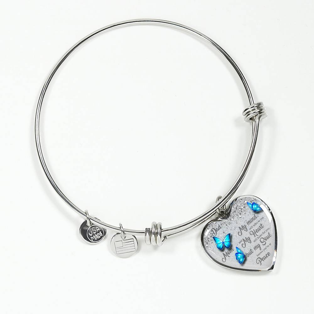 Personalized Butterflies My Mind Still Talk To You And My Heart Still Looks For You Heart Pendant Necklace-Bangle
