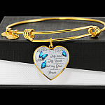 Personalized Butterflies My Mind Still Talk To You And My Heart Still Looks For You Heart Pendant Necklace-Bangle