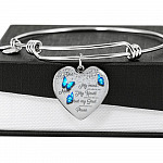 Personalized Butterflies My Mind Still Talk To You And My Heart Still Looks For You Heart Pendant Necklace-Bangle