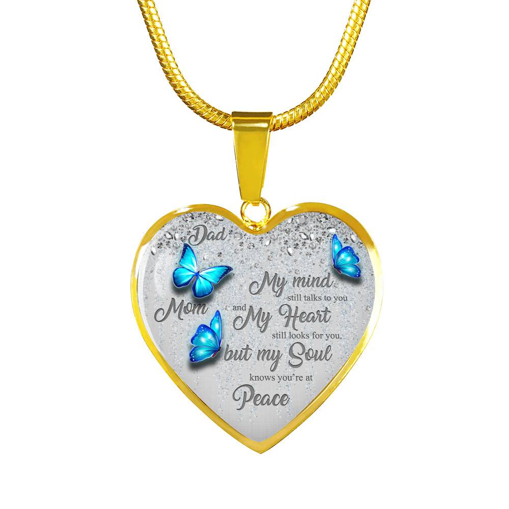 Personalized Butterflies My Mind Still Talk To You And My Heart Still Looks For You Heart Pendant Necklace-Bangle