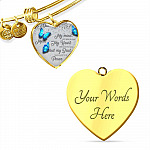 Personalized Butterflies My Mind Still Talk To You And My Heart Still Looks For You Heart Pendant Necklace-Bangle