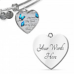 Personalized Butterflies My Mind Still Talk To You And My Heart Still Looks For You Heart Pendant Necklace-Bangle