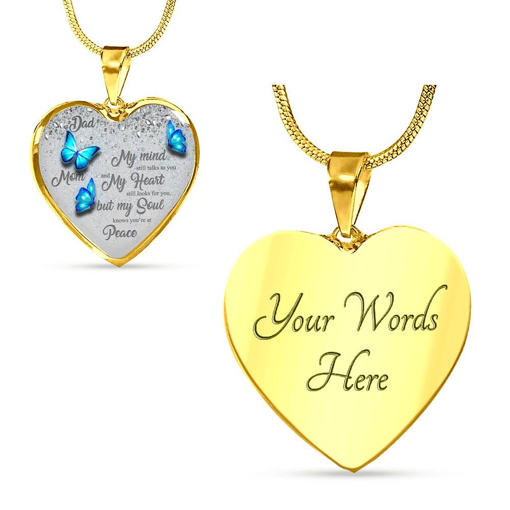 Personalized Butterflies My Mind Still Talk To You And My Heart Still Looks For You Heart Pendant Necklace-Bangle