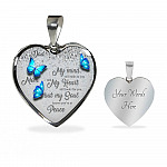 Personalized Butterflies My Mind Still Talk To You And My Heart Still Looks For You Heart Pendant Necklace-Bangle