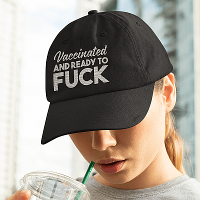 Alternative view of Pro Vaccination Vaccinated and Ready to Fuck Twill Cap - High-Profile Snapback Hat - Trucker Hat