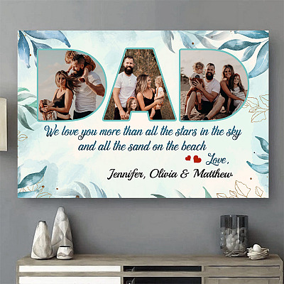 Alternative view of Personalized Photo Dad We Love You More than All the Sand on The Beach Framed Canvas Prints - Unframed Poster