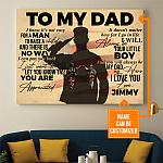 Personalized Text To My Dad It's Not Easy To Raise A Child Army Solider Father's Day Military Canvas Poster