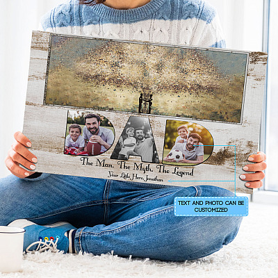 Alternative view of Personalized Photo To Best Dad Ever The Man The Myth The Legend Father's Day Quote Custom Image Canvas Poster