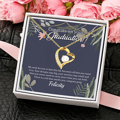 Personalized Congrats On Your Graduation Forever Love Pendant Necklace - Congrats Graduation Necklace