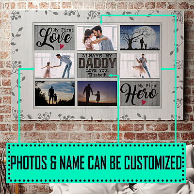 Alternative view of Personalized Photo Father's Day Gift from Daughter Always My Daddy Wrapped Framed Canvas Prints - Unframed Poster