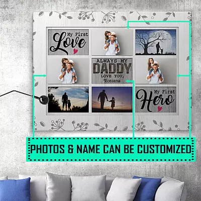Personalized Photo Father's Day Gift from Daughter Always My Daddy Wrapped Framed Canvas Prints - Unframed Poster