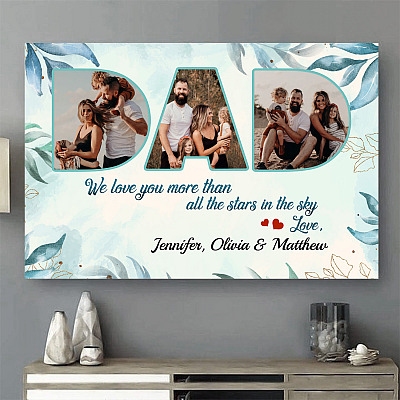 Personalized Photo Dad We Love You More than All the Stars in The Sky Framed Canvas Prints - Unframed Poster