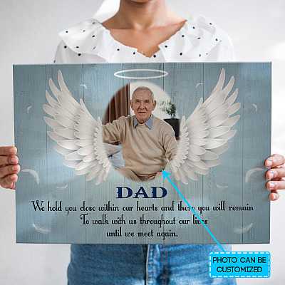 Alternative view of Personalized Photo Memorial Dad We Hold You Close Within Our Hearts Wrapped Framed Canvas Prints - Unframed Poster