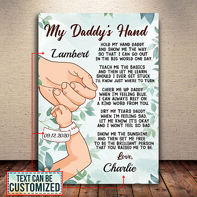 Alternative view of Personalized My Daddy's Hand Hold My Hand Daddy and Show Me Wrapped Framed Canvas Prints - Unframed Poster