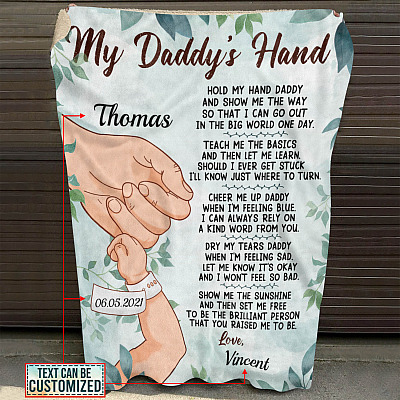 Alternative view of Personalized My Daddy's Hand Hold My Hand Daddy and Show Me the Way Fleece Blanket - Mink Sherpa Blanket - Woven Blanket