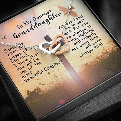 To My Dearest Granddaughter Interlocking Hearts Pendant Necklace - Gift For Granddaughter