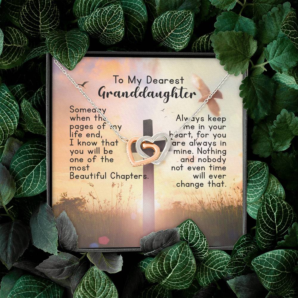 To My Dearest Granddaughter Interlocking Hearts Pendant Necklace - Gift For Granddaughter