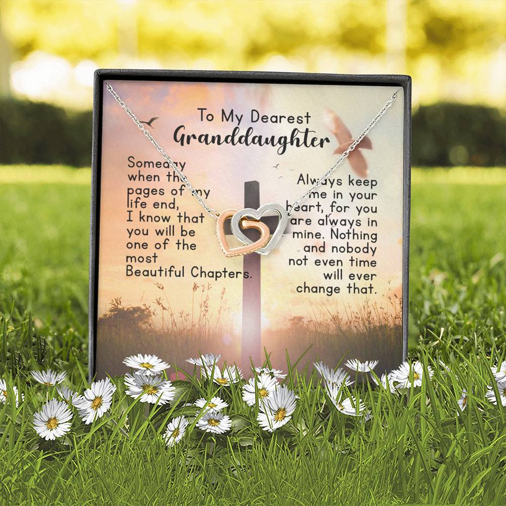 To My Dearest Granddaughter Interlocking Hearts Pendant Necklace - Gift For Granddaughter