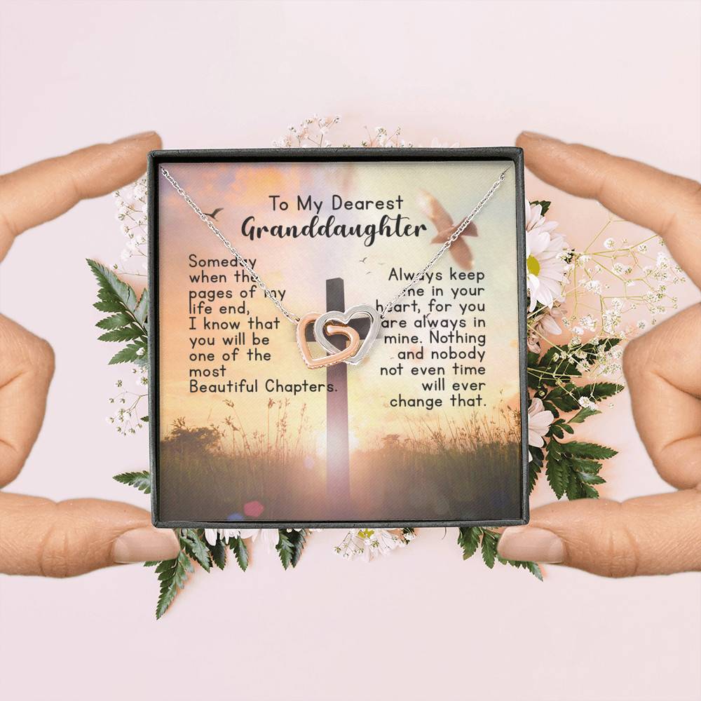 To My Dearest Granddaughter Interlocking Hearts Pendant Necklace - Gift For Granddaughter