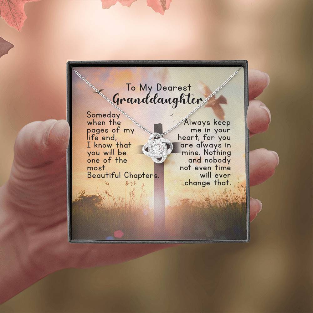 To My Dearest Granddaughter Love Knot Pendant Necklaces - Gift For Granddaughter