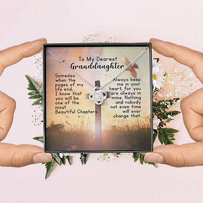 To My Dearest Granddaughter Love Knot Pendant Necklaces - Gift For Granddaughter