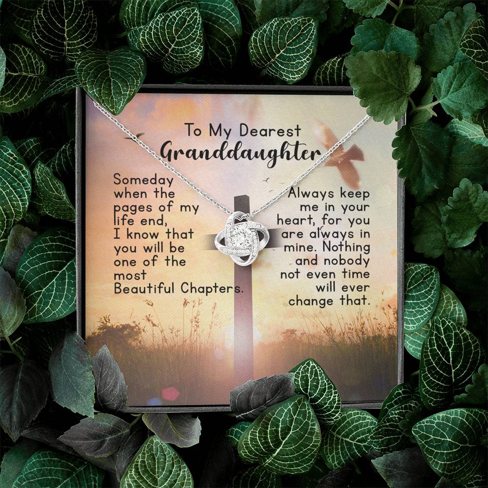 To My Dearest Granddaughter Love Knot Pendant Necklaces - Gift For Granddaughter