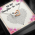 To My Daughter In law we Both Love The Same Man Interlocking Hearts Pendant Necklace - Gift For Daughter In Law Gift
