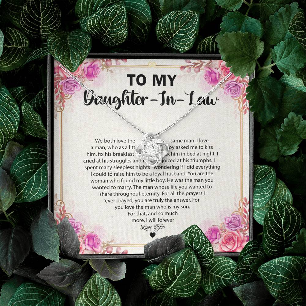 To My Daughter In law we Both Love The Same Man Love Knot Pendant Necklaces - Gift For Daughter In Law Gift