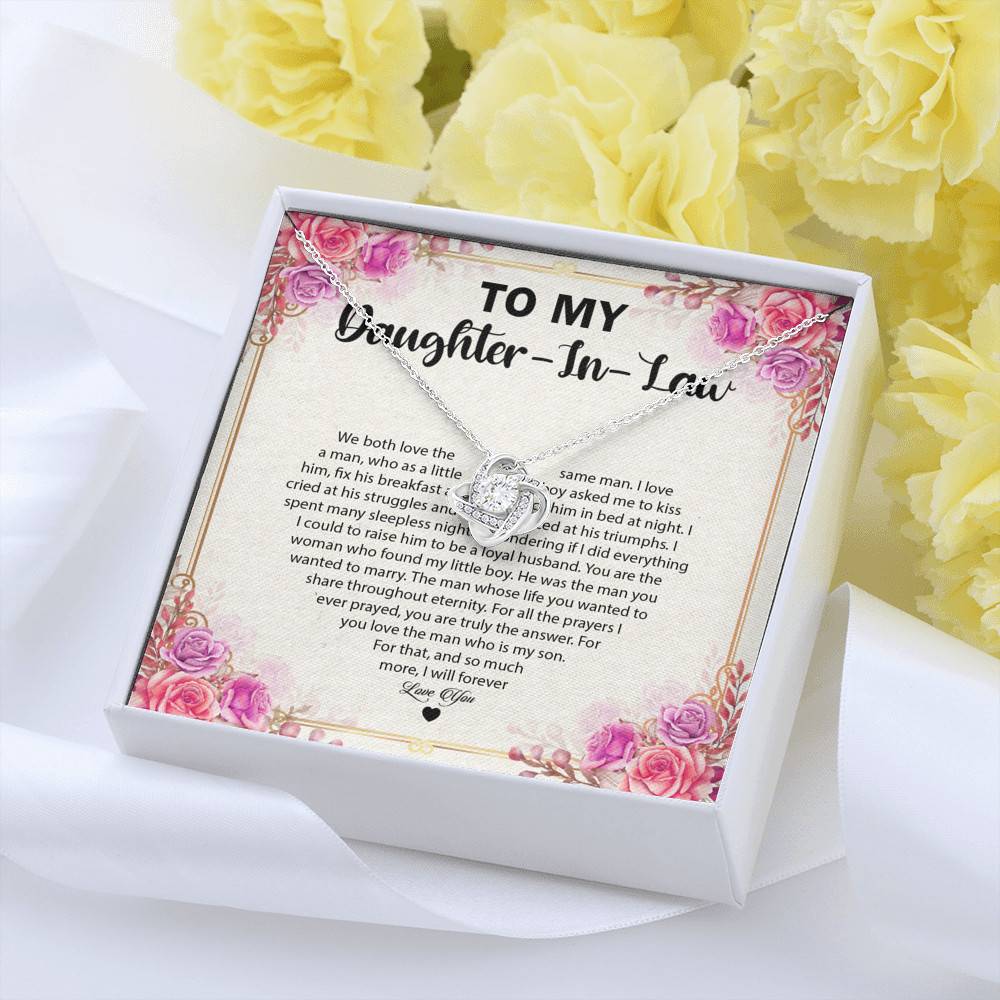 To My Daughter In law we Both Love The Same Man Love Knot Pendant Necklaces - Gift For Daughter In Law Gift