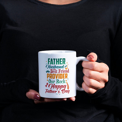 Alternative view of Father Husband Best Friend Provider Our Rock Happy Father's Day Mug - Beer Stein - Water Bottle - Color Changing Mug