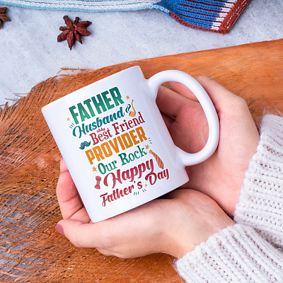 Father Husband Best Friend Provider Our Rock Happy Father's Day Mug - Beer Stein - Water Bottle - Color Changing Mug