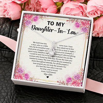 To My Daughter In law we Both Love The Same Man Alluring Beauty Pendant Necklace - Gift For Daughter In Law Gift