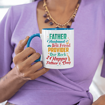 Alternative view of Father Husband Best Friend Provider Our Rock Happy Father's Day Accent Mug