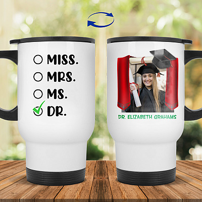 14 oz. White Travel Mug